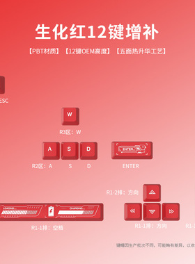 增补游戏键帽PBT热升华OEM高度WASD方向空格ESC图案耐磨客制化套