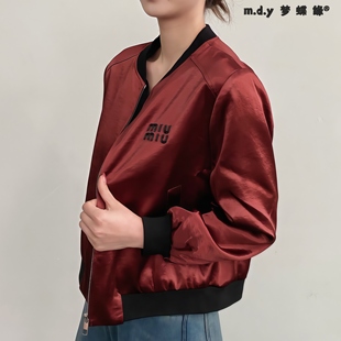 夹克外套 妈妈装 m.d.y梦蝶缘A678秋款 黑色缎面时尚