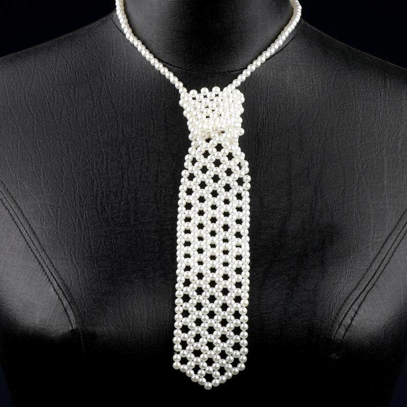 珍珠镂空西装领带新款ins编织女假领子搭配衬衫儿童舞台表演配饰