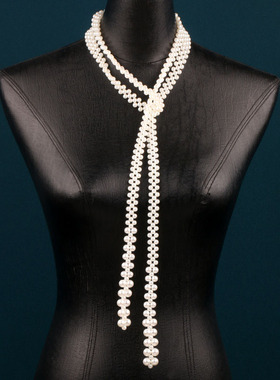 法式复古珍珠领带项链多层