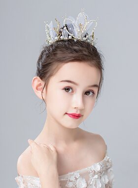 笑明女童甜美格纹公主发箍