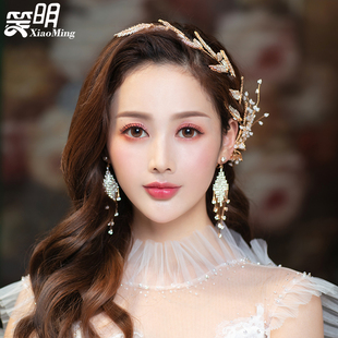 森系欧美风边夹发饰2020新款 新娘婚礼头饰晚会礼服金色巴洛克饰品