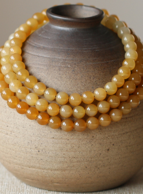 天然和田玉糖玉108佛珠手串