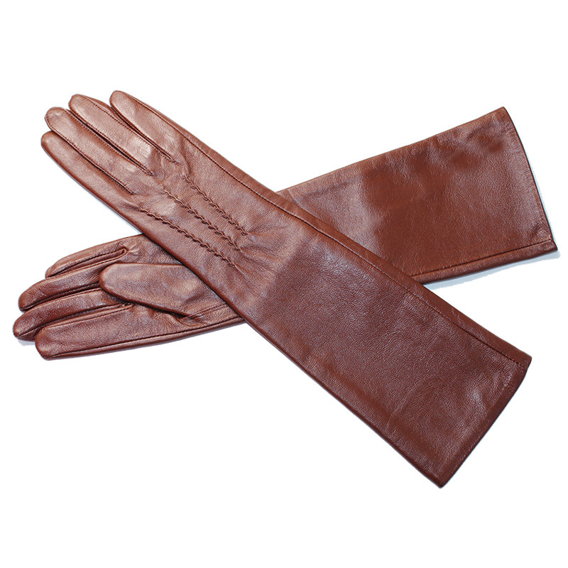 STAR LONG GLOVES SHEEPSKIN LEATHER GLOVES 40-50CM6 COLORS WOMENS WINTER SILK VELVET WARM GLOVES