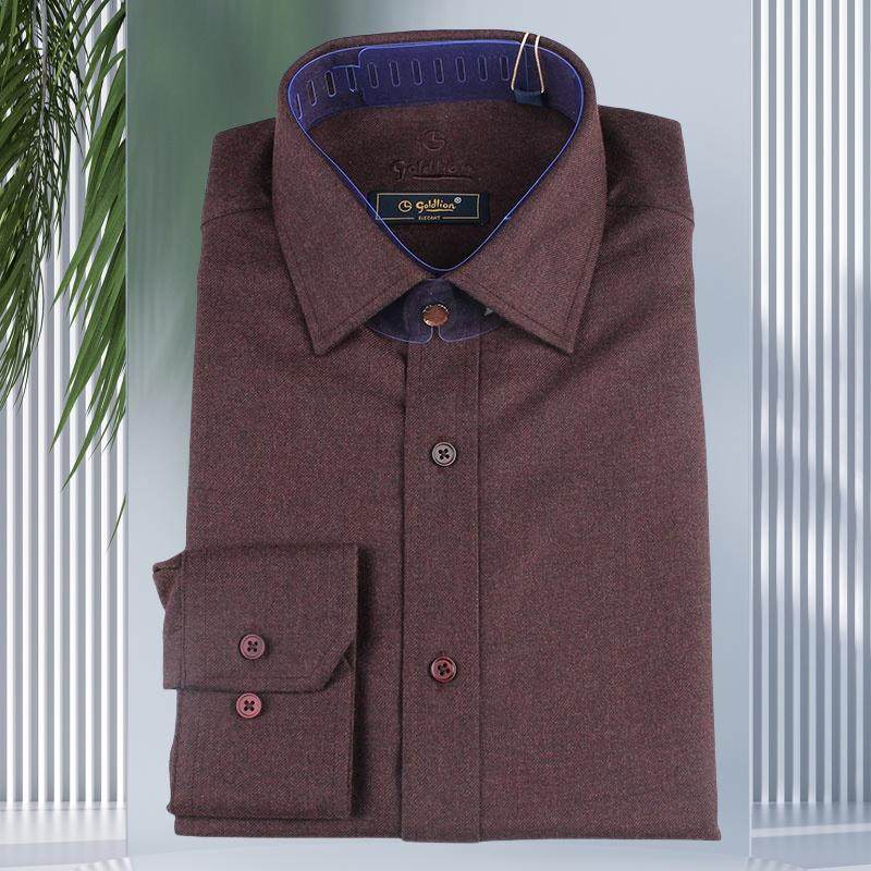 金利来男装 秋冬款羊毛羊绒保暖纯色长袖衬衫衬衣MSL21231775-77