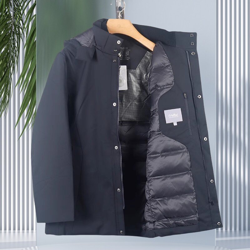 金利来男羽绒服 冬季保暖可脱帽子加厚白鸭绒外套EDSF29936909-99