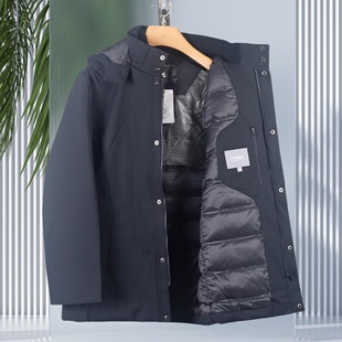 金利来男羽绒服 冬季保暖可脱帽子加厚白鸭绒外套EDSF29936909-99