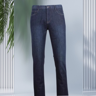 正品金利来牛仔裤男装 秋冬款修身款藏蓝色长裤MPJ16131012-95
