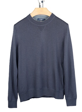 金利来男装圆领毛衣 秋冬蓝灰色可机洗针织衫MCWF11913206-88