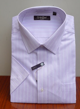 金利来男装宽松短袖衬衫夏季条纹纯棉商务正装MSSA098-01212-26