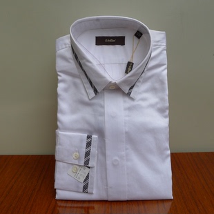 12002 金利来春秋超修身 男全棉上衣MCLB098 衬衫 小翻领白色长袖