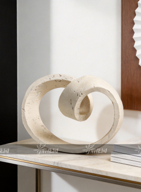 现代轻奢莫比乌斯环形摆件创意艺术仿洞石样板间客厅电视柜装饰品