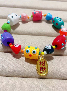 多巴胺小怪兽表带串珠可爱表链iwatchSE创意苹果Ultra7/8通用表带