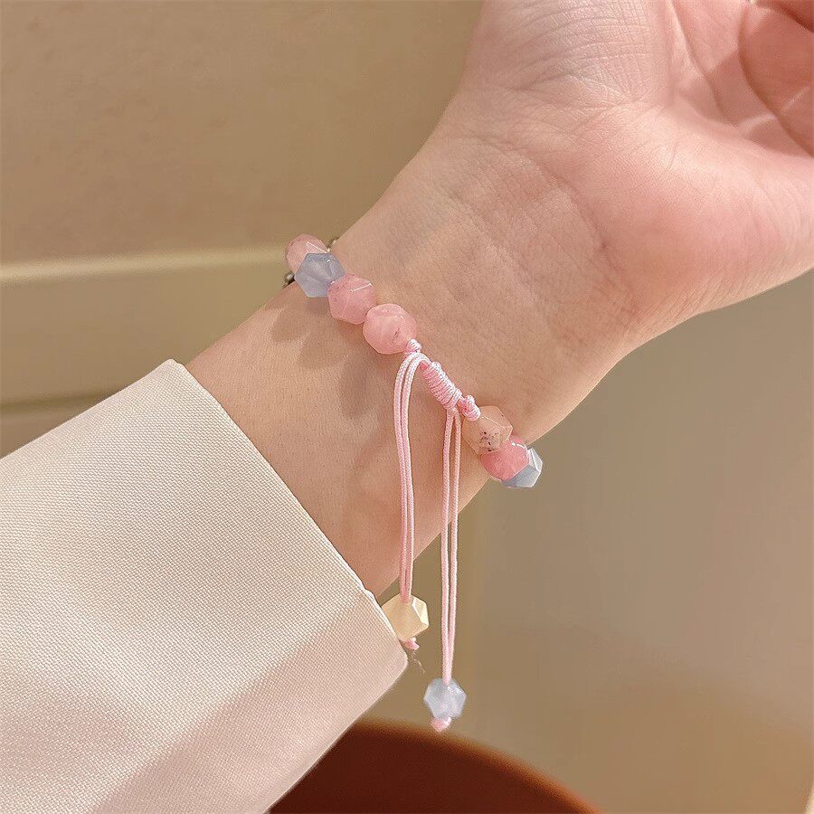 编织串珠彩色水晶石表带