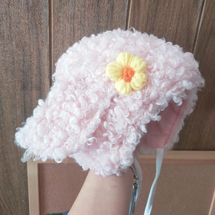 冬季婴儿帽子可爱男女宝宝羊羔绒帽子加厚保暖小羊帽ins儿童帽