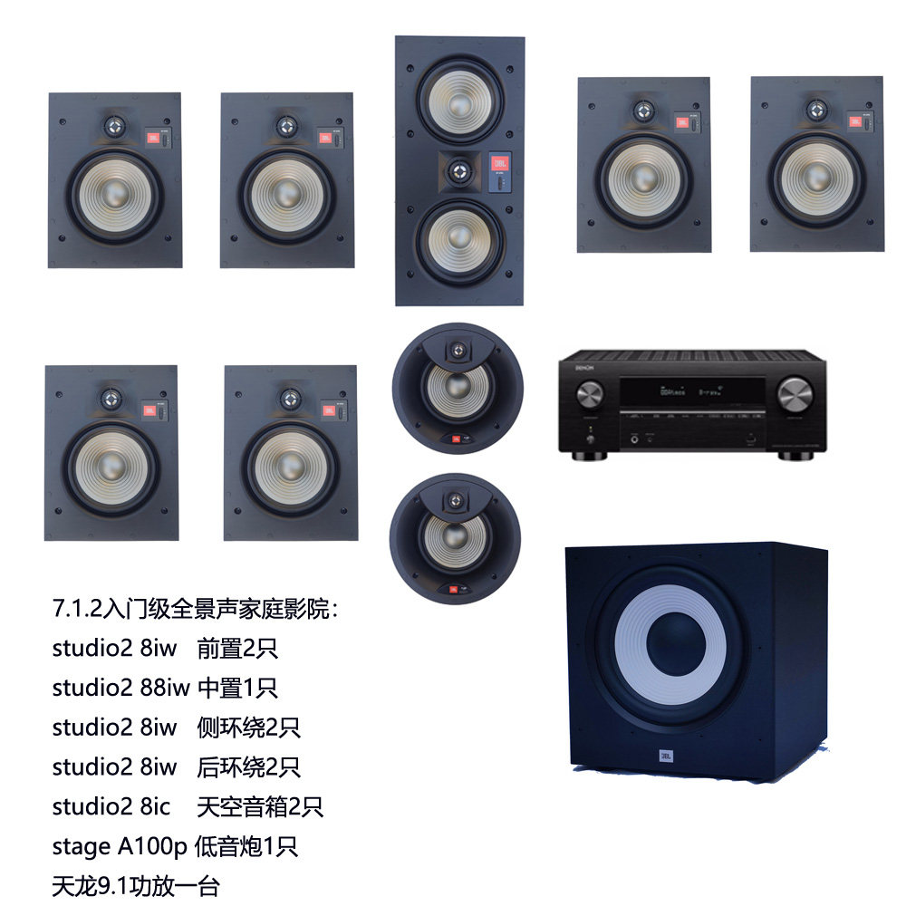 JBL嵌入式7.1.2家庭影院5.1音响 studio2 88iw 8iw 8ic音箱