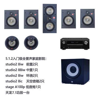 JBL全景声5.1.2家庭影院套装studio28iw 8ic 88iw音箱音响C8IW