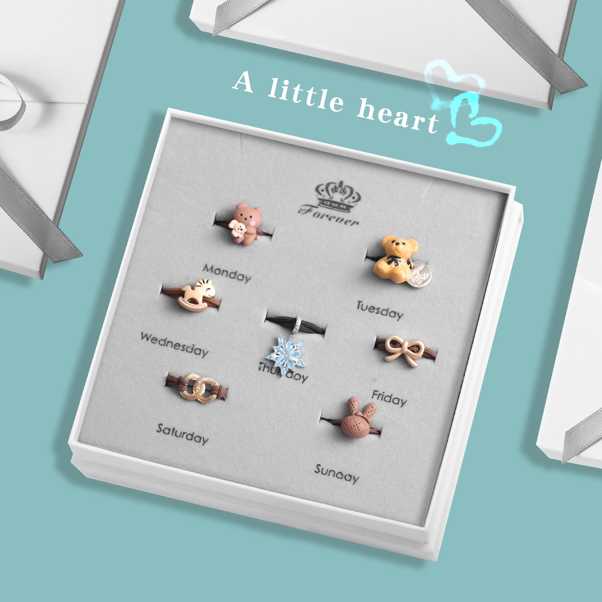 925纯银冰花头绳礼盒圣诞节礼物