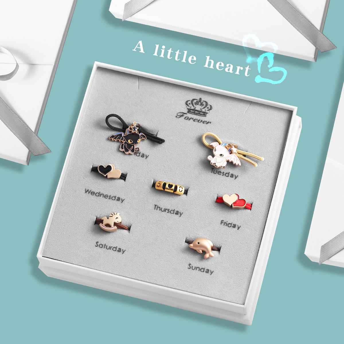 星期发绳925纯银520串珠发饰