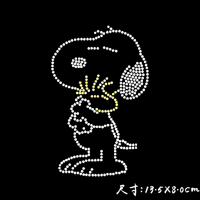 烫图厂烫钻图案贴 衣服装饰辅料配件diy水钻新款胸前卡通狗烫钻画