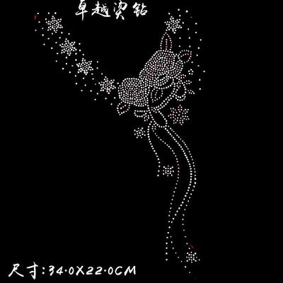 玫瑰花领领口贴钻烫画图案成品