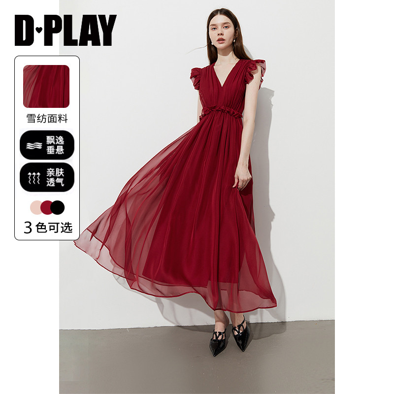 2025夏季仙女红色连衣裙礼服图片