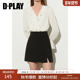 DPLAY2025秋季 裙子开叉短裙小黑裙 西装 新款 黑色半身裙女通勤短款