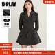 DPLAY灰色西装 翻领收腰加厚好看气质外套 新款 女通勤女装 西服春季