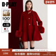 DPLAY2025年冬季 新款 红色双面呢子大衣钻扣100绵羊毛外套女