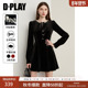 DPLAY 黑色蝴蝶结镂空连衣裙女 新款 轻奢闪钻系列 2025年冬季