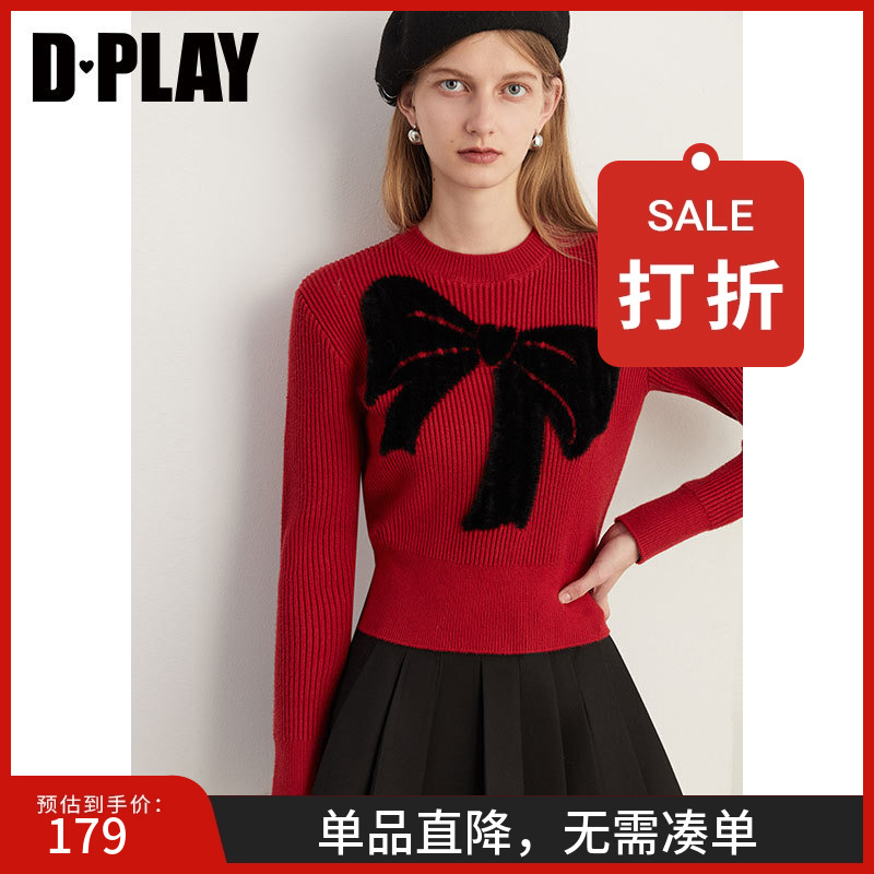 DPLAY可爱气质蝴蝶结针织衫