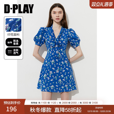 系带蝴蝶结设计连衣裙DPLAY