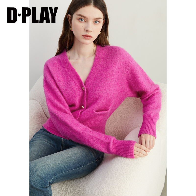 DPLAY单排金属扣绒感针织衫