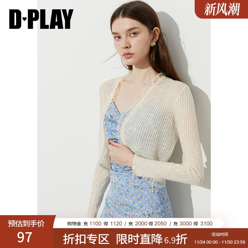 DPLAY蕾丝花边针织开衫