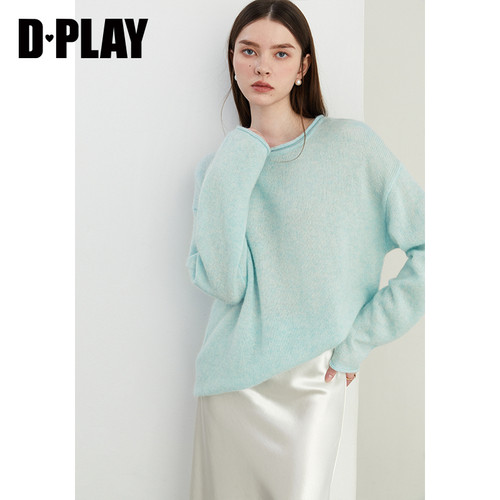 DPLAY圆领卷边套头毛衣