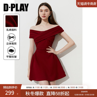 新款 2025年夏季 红色连衣裙女礼服裙子短裙 腰精裙系列 DPLAY