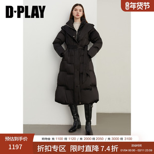 DPLAY【90白鸭绒】年冬季百搭黑色羽绒服保暖中长款保暖外套女