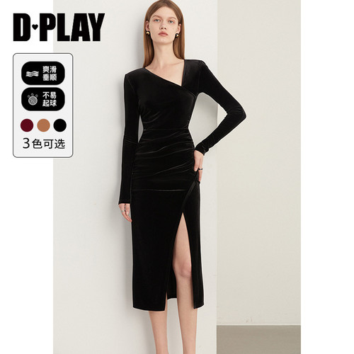 不对称法式DPLAY开衩设计轻礼服