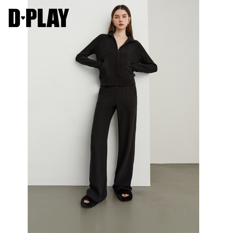 DPLAY高腰抽绳绒感直筒阔腿裤