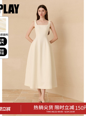 DPLAY领证白色礼服裙复古赫本收腰连衣裙长裙郁金香裙子2026年夏