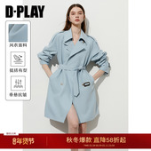 英伦风小个子好看流行短款 DPLAY蓝色风衣外套女收腰春季 新款 大衣