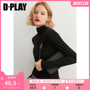 黑半高领小衫 DPLAY 经典 惠品 简约通勤面膜衣打底上衣 春季