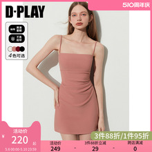 DPLAY2024夏季粉色吊带连衣裙修身短裙吊带裙红色裙子包臀裙女