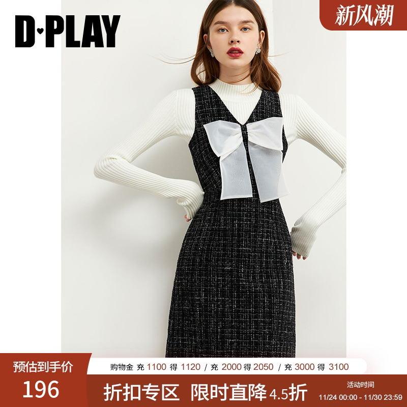 dplay德帕拉秋季新款蝴蝶结装饰