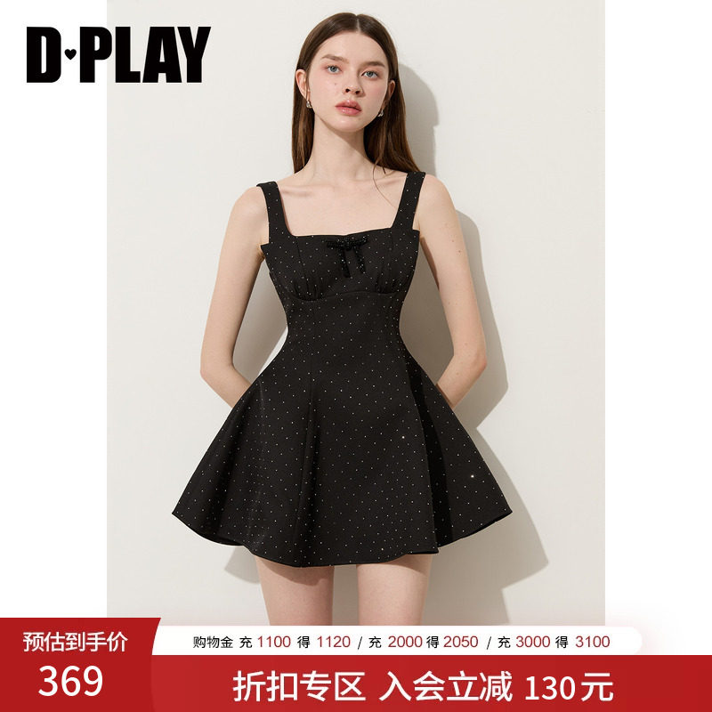 DPLAY黑色闪钻感小礼服连衣裙图片