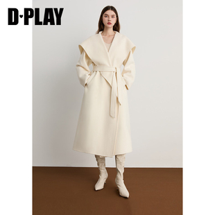 新款 2025年冬季 白色大毛呢外套含山羊绒双面呢大衣 黑标 DPLAY