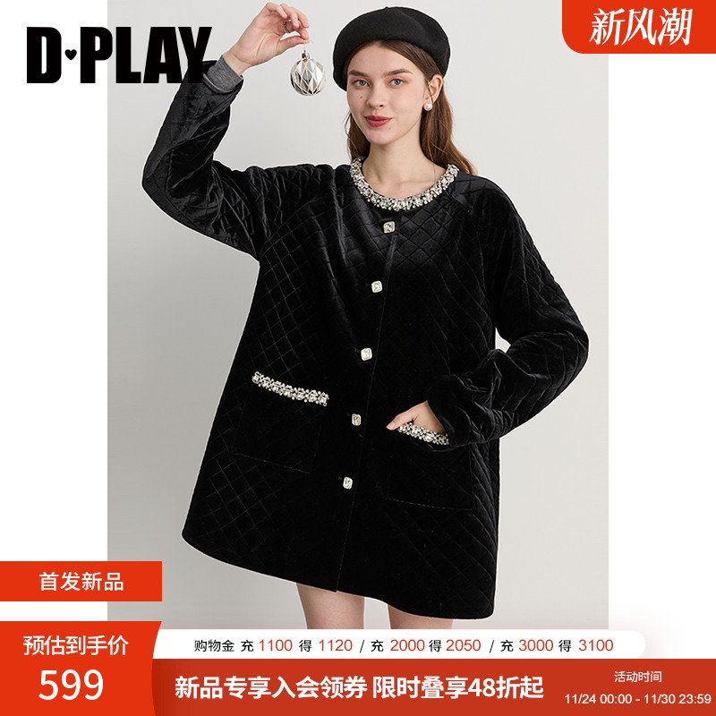 DPLAY圆领钻扣丝绒外套