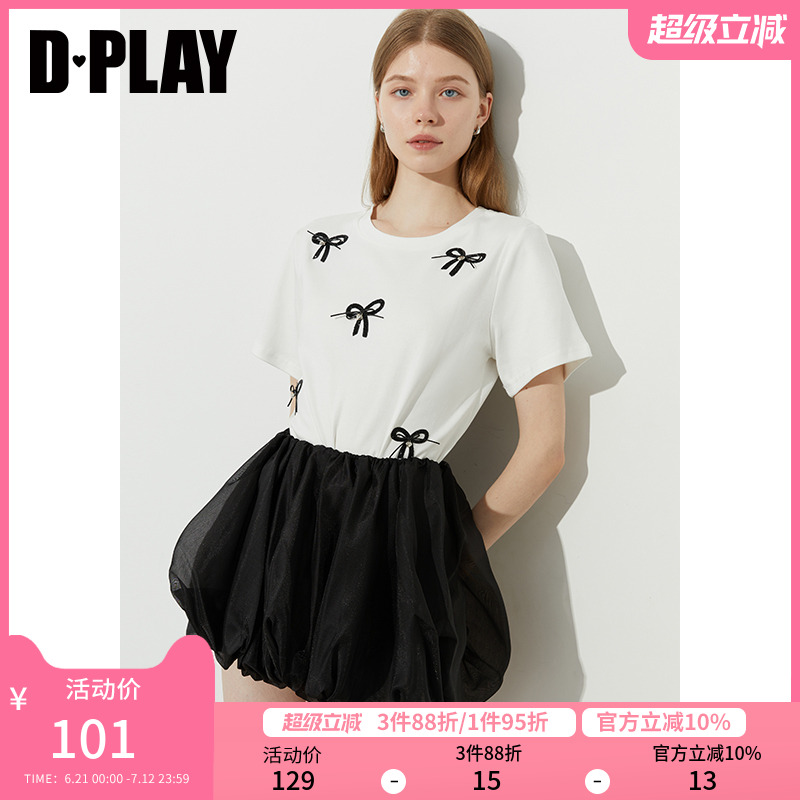 DPLAY圆领手缝蝴蝶结T恤