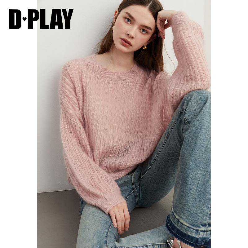 DPLAY圆领收口落肩宽松毛衣