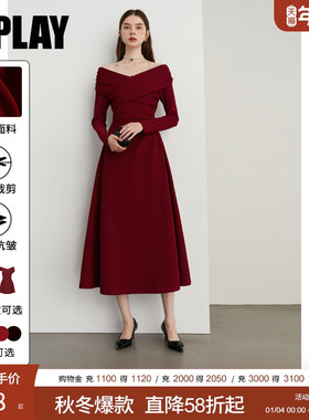 DPLAY红色连衣裙新年红裙法式女订婚结婚礼服裙新娘敬酒服女长裙
